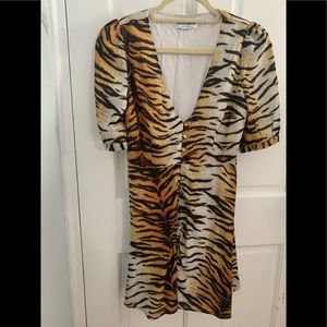 Cheetah print Fit and flare vneck dress